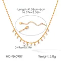 Detailed size and weight specs for gold plated stainless steel zircon clavicle necklace - Bead Chain Necklace (HC-N40907) / Gold