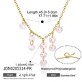 Elegant 18K gold plated necklace with pink zirconia tassels and adjustable length. - Tassel Gradient Style (JDN0205314-PK) / Gold With Pink Zirconia