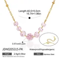 18K gold plated stainless steel necklace with gradient pink zircons in a variant view - Gradient Pendant Style (JDN0205315-PK) / Gold With Pink Zirconia