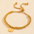 Détail du bracelet en perles d'acier inoxydable doré avec breloque initiale lettre L - Style Lettre L (238224) / Or