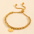 Bracelet élégant en acier titane doré avec un pendentif circulaire à initiale 'E'. - Style Lettre E (238224) / Or