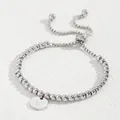 Bracelet en perles d'acier inoxydable argenté avec breloque gravée de la lettre V - Style Lettre A (238224) / Acier