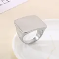 Bague chevalière carrée en acier inoxydable argenté mat pour style hip hop unisexe - US 6 / Ton Argent Brossé