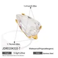 Bague haut de gamme en acier inoxydable doré avec cristal de verre en forme de larme - Or (JDR0104310-7)