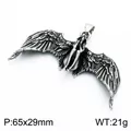 Colante de ángel caído gótico vintage en acero inoxidable puro, tamaño 65x29 mm - Colgante Solo (Sin Cadena) (KP118764-LU) / Plata Antigua