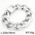 Massives Panzerarmband aus Edelstahl für Herren mit eckigem Liniendetail, 220 mm Länge - Quadratische Panzerkette / Silber (KB213361-KJX)