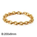 Gold-plated stainless steel O-chain bracelet, 200x8mm minimalist style for men women - Gold 8mm Thick (KB113960-Z)
