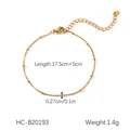 Elegant 18K gold-plated stainless steel beaded chain bracelet with adjustable extension - Satellite Bead Chain (HC-B20193)