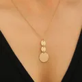 Geometric triple circle pendant necklace in gold finish with unique textured surface - Triple Disc Pendant Necklace (5143) / Gold