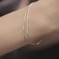 Bracciale a doppia catena a serpente in argento 925 minimalista per donna, vista SKU - Osso di Serpente a Doppio Strato / Argento 925 / Argento
