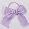 Lavender purple solid color swallowtail ribbon bow hair tie for girls with elastic band - Light Purple (25)