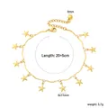 Vue détaillée de la chevillère étoile en acier doré avec mesures indiquées - Étoile de mer (AN105501G)