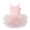 Elegant pink children's ballet tutu dress with gold star sequins for stage performance - 120cm / Top And Bottom / Nude Pink (Sequin)