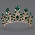 Diadème de mariée baroque vintage avec cristaux vert émeraude et strass en alliage d'or - Or avec strass verts (TS-J3160GGREEN)