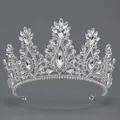 Tiara de mariée baroque vintage avec strass en cristal étincelants pour mariages élégants - Argent (TS-J3160S)