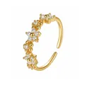 Anello a fiore in argento S925 placcato oro con pietre in zirconia cubica brillante - Stile Fila di Cinque Fiori (K2635) / 37.17