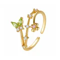 Elegante anello floreale regolabile in argento S925 con scintillanti zirconi verdi e rosa - Stile Farfalla Fiore in Zirconia Colorata (K2642) / 37.73