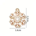 Ciondolo a forma di fiocco di neve dorato con smalto bianco, 2,2 cm per 1,8 cm - Pupazzo di Neve con Cappello Blu e Sacco Regalo Rosso (A02-7#)