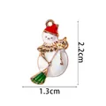 Ciondolo pupazzo di neve di Natale in smalto per gioielli fai da te, 2,2 cm - Pupazzo di Neve con Scopa e Cappello Rosso (A02-22#)