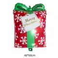 Festive red gift box foil balloon with snowflakes and 48x68cm dimensions. - Red Christmas Gift Box / 48x68cm