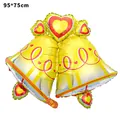 Giant 95x75cm Christmas bell-shaped golden foil balloon for festive decorations - Large Christmas Bells Balloon / 95x75cm