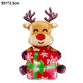 Large 95x72cm reindeer foil balloon holding gift for Christmas party decorations - Red Gift Box Reindeer Balloon / 95x72.5cm