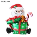 Large Santa Claus aluminum foil balloon with gift box for Christmas party decor - Green Gift Box Santa Balloon / 102x63.5cm