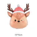Christmas reindeer shaped foil balloon wearing Santa hat, 73x75cm holiday party decoration - Cartoon Reindeer Head Balloon / 73x75cm