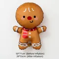 Gingerbread man shaped foil balloon for Christmas party and holiday room decoration - Cartoon Gingerbread Man Balloon / 50x71cm