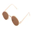 Kleine ovale retro zonnebril met goudkleurig metalen montuur en bruin getinte glazen - Gouden Frame Donkere Thee Glazen