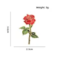 Elegant red rose enamel brooch pin with gold-toned alloy edges and green leaves, 3g - Red Rose (CZ3879) / 3.6x2.3cm