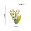 Lily of the valley enamel brooch with size (3.3cm x 2.7cm) and weight (3g) specifications - White Lily of the Valley (CZ3873) / 3.3x2.7cm