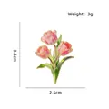 Elegant pink tulip flower enamel brooch pin featuring gold-plated alloy and detail - Pink Tulip (CZ3880) / 3.5x2.5cm