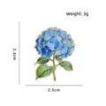 Detailed blue hydrangea enamel brooch pin, 3.3x2.5cm size, 3g lightweight variant. - Blue Hydrangea (CZ3877-1) / 3.3x2.5cm