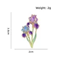 Elegant purple and blue iris flower enamel brooch pin with weight and size details - Purple Iris (CZ3876) / 3.8x2cm