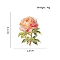 Artistic peony flower enamel brooch in pink and gold alloy floral lapel pin for women - Pink Peony (CZ3881) / 3.3x2.5cm