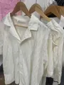Men's summer casual two-piece set featuring white short-sleeve textured shirt and shorts - XL / Top And Bottom / White