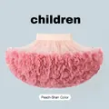 Detail of the voluminous peach pink tulle layers on this stylish girls' tutu skirt. - S(95-105cm) / Bottoms / Peach Pink