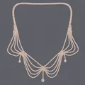 Pendaglio da fronte bohémien vintage a più strati di strass con gocce di cristallo - Collana Versatile Per La Fronte Colore Oro Modello Hs-j6693g