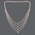 Gioiello per la fronte bohémien multistrato in oro rosa con strass e ciondoli di cristallo - Collana Frontale Di Lusso In Oro Versatile Modello Hs-j6694g