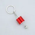 Creative car gear shifter metal keychain in red finish with silver lever detail - Gear Shift Knob / Red