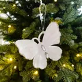 Sparkling white glitter butterfly Christmas tree hanging ornament, size 11x10cm decoration - White Glitter Butterfly-C