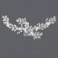 Elegant silver bridal hair comb with clay flowers, pearls, and shimmering rhinestones. - Silver Luxury Versatile Hair Comb (HS-J6215S)