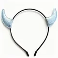 Sparkling silver glitter devil horn headband accessory for Halloween and costume parties - Silver Glitter Small Horns
