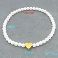 French vintage pearl bracelet with 7mm gold heart charm and 4mm glass beads - Heart Pendant (KB210145-Z) / Pearl Style
