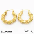 Elegante gedrehte 18K vergoldete Edelstahl-Creolen, Größe 25x5mm und 14g Gewicht - Gedrehte Textur Stil (KE111656-KFC) / 25x5mm / Gold