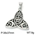 Vintage stainless steel Celtic pendant featuring sun moon and pentagram mystical symbols - Pendant Only (Without Chain) (KP118592-LU) / 38x37mm
