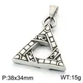 Antique silver Nordic Celtic symbol stainless steel triangular pendant measuring 38x34mm - Pendant Only (Without Chain) (KP118653-LU) / 38x34mm