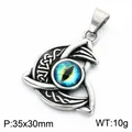 Vintage stainless steel Celtic knot pendant with mystical blue cat's eye gemstone - Pendant Only (Without Chain) (KP118726-LU)