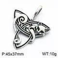 Vintage Celtic knot cat pendant in stainless steel, 45x37mm size and 10g weight. - Pendant Only (Without Chain) (KP118819-LU)